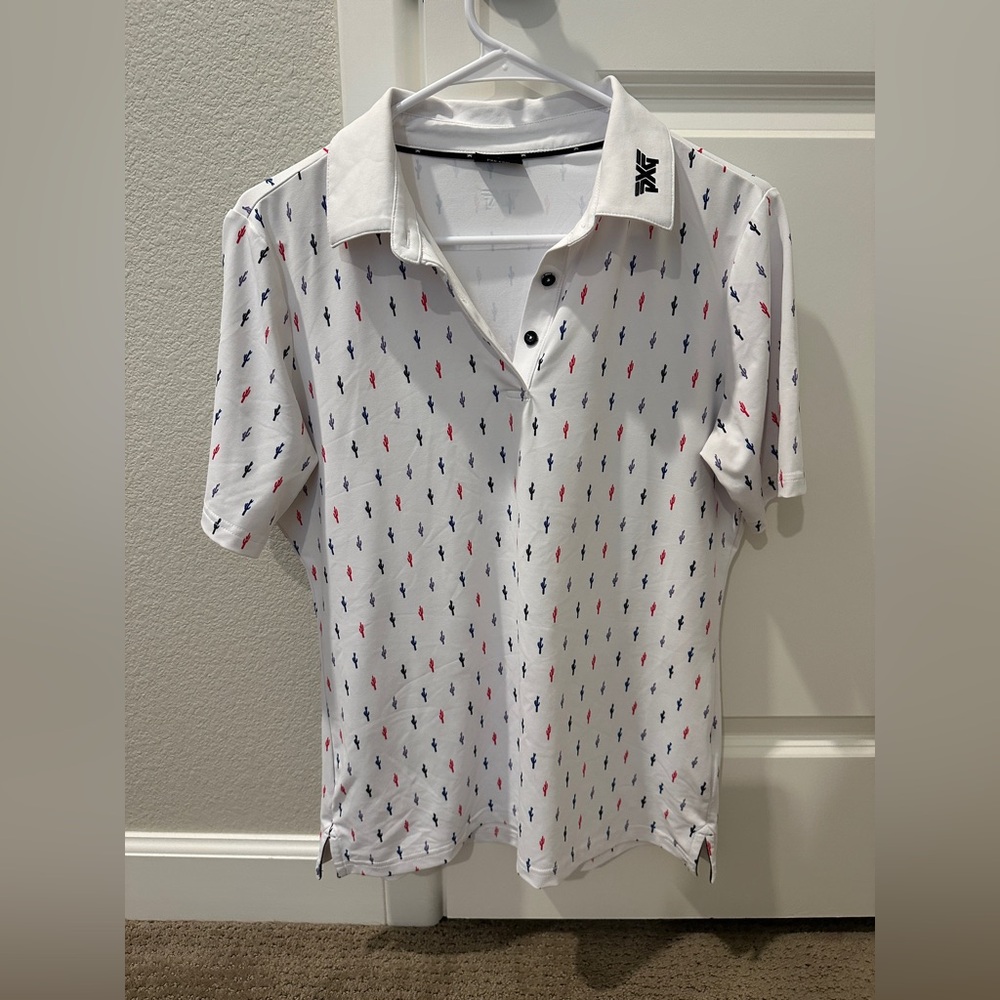 PXG Cactus Patterned Polo Shirt Medium